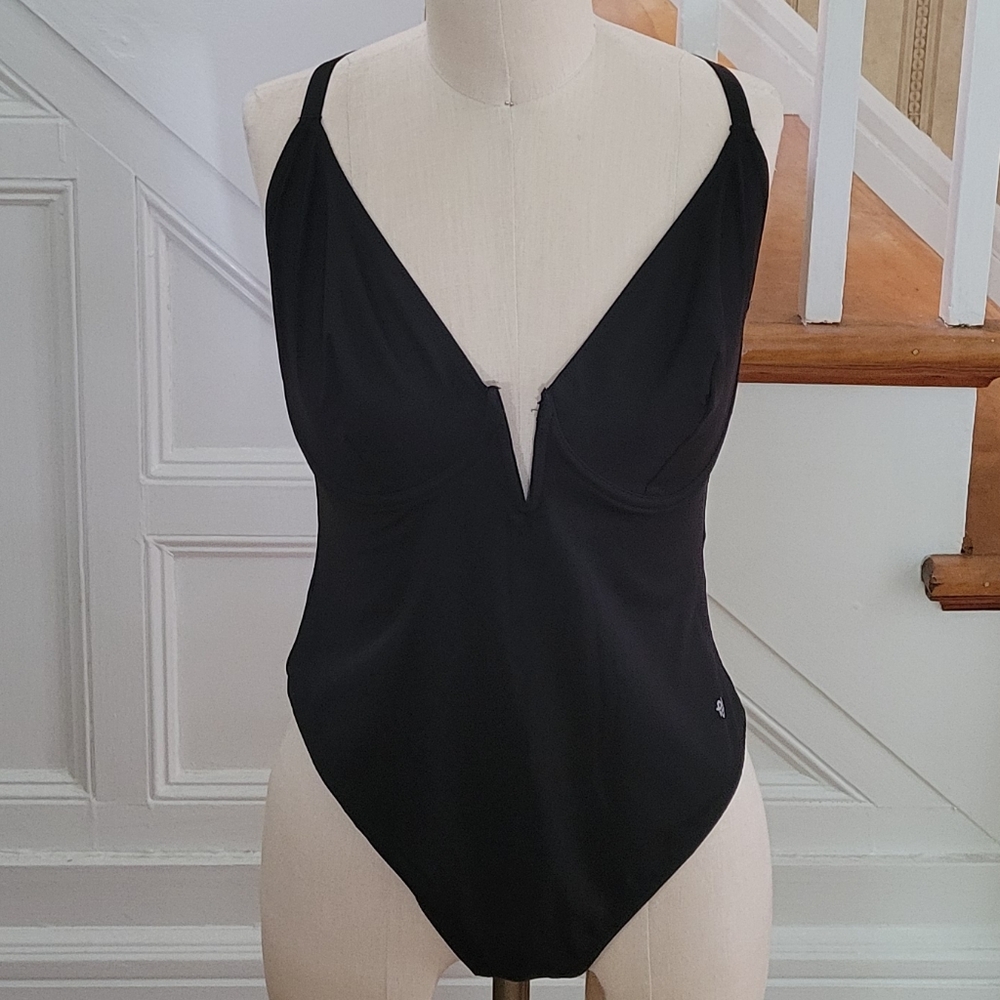POPILUSH One Piece Black Shapewear Body Sculpting Thong Bodysuit Size Large - Picture 2 of 14